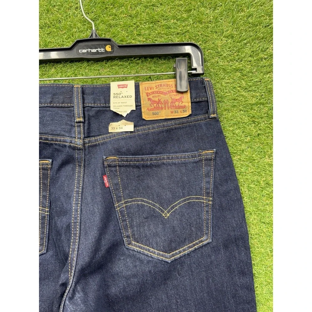 Levis 550 Jeans Mens 33x34 Dark Wash Denim Button Fly Straight Leg NWT